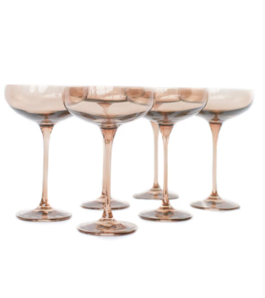Estelle Colored Glass Champagne Coupes (Set of 6)