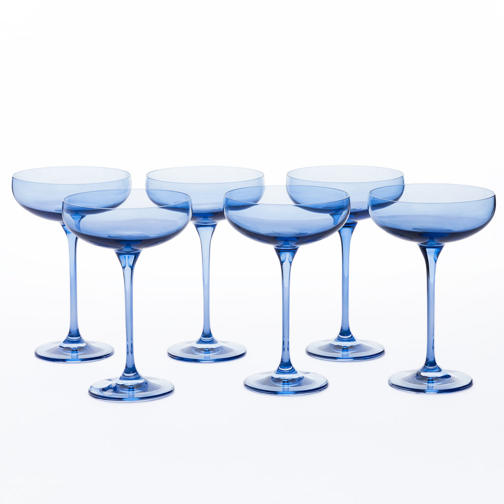 Estelle Colored Glass Champagne Coupes (Set of 6)