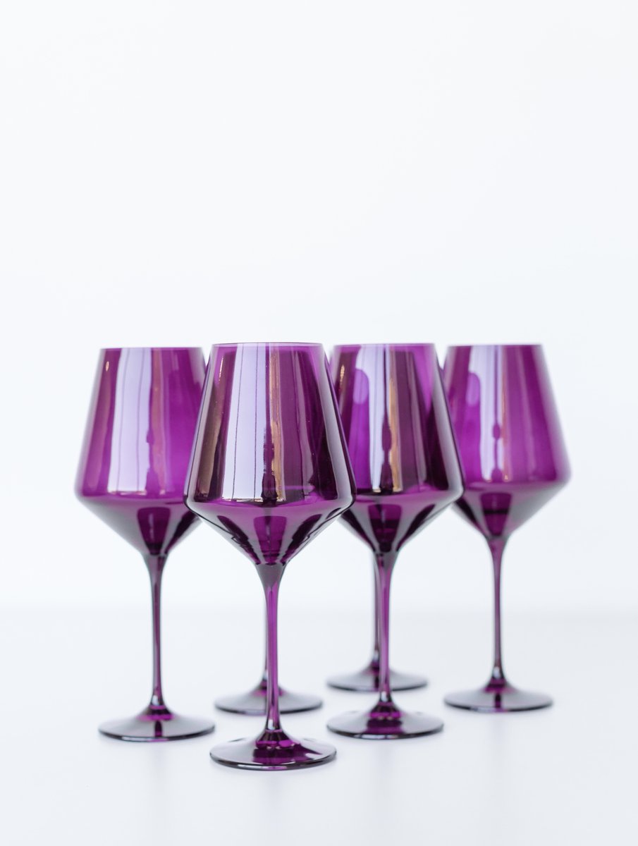 Estelle Colored Glass - Stemware Wine Glasses - Set of 6 Blush Pink
