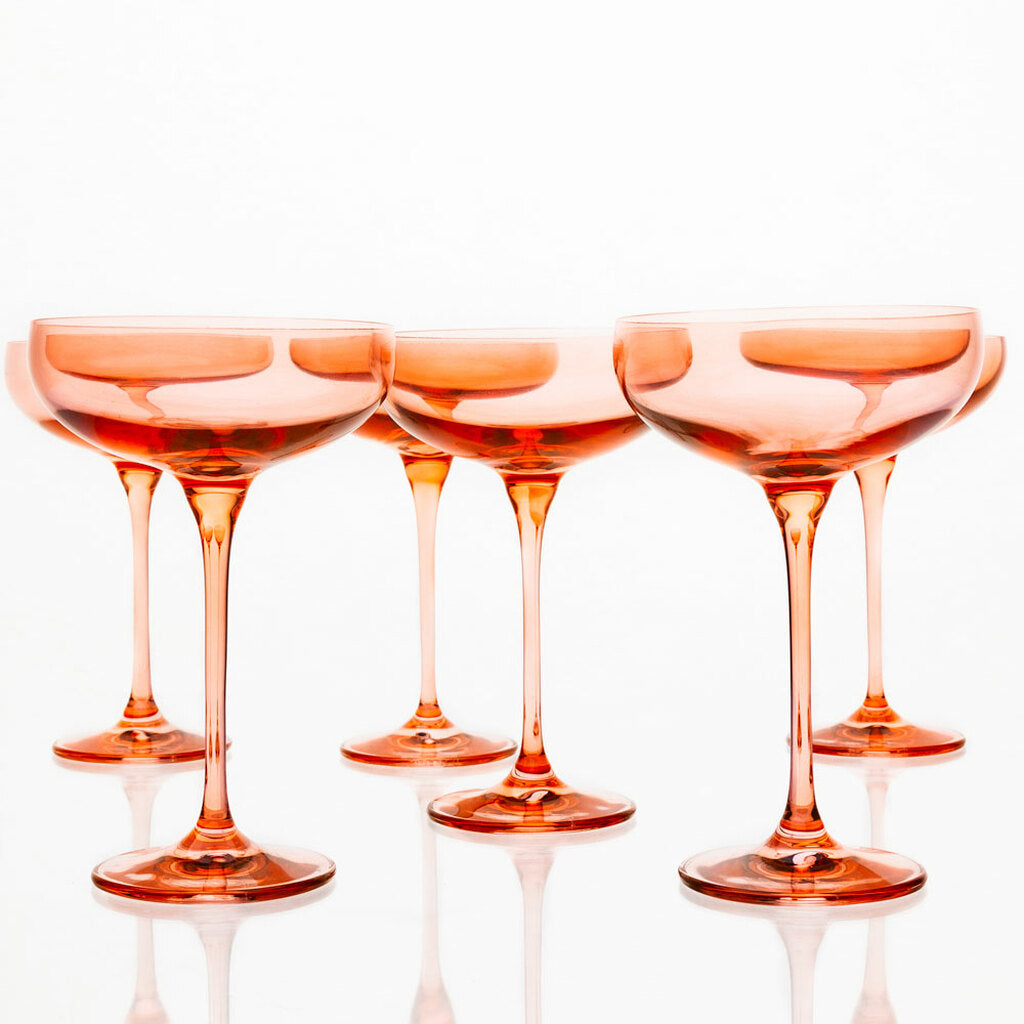 Estelle Colored Glass Champagne Coupes (Set of 6)